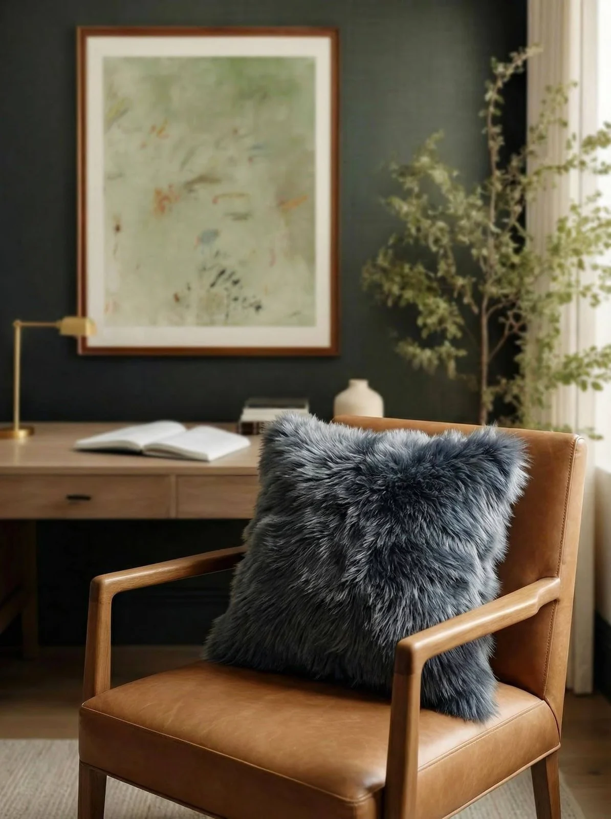 Natural sheepskin texture in an interior