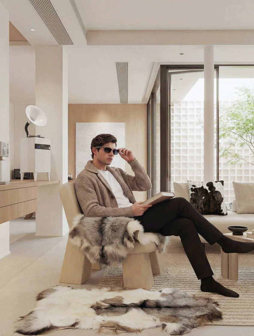 PHOENIX Natural Living — interior with natural sheepskin textures